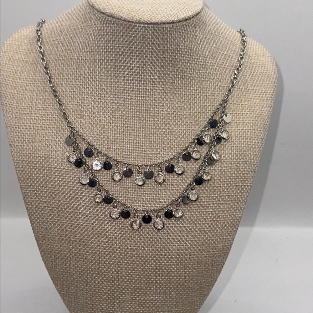 Elegant Silver tone crystal accent  Necklace